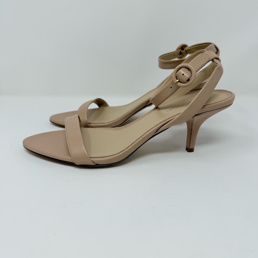 New Veronica Beard Darcelle Leather Sandal In Bisque Mid Heel Sz 7.5 - Picture 7 of 14